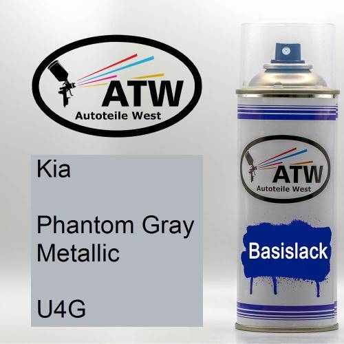 Kia, Phantom Gray Metallic, U4G: 400ml Sprühdose, von ATW Autoteile West.